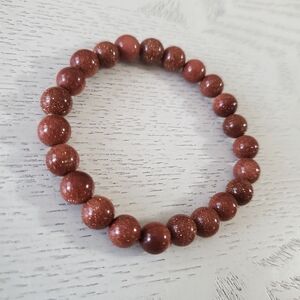 Gold Sandstone Beaded Bracelet Stretchy